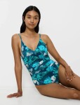 Dámske jednodielne plavky Summer Fleur OP 01 - Triumph tmavá kombinace tyrkysové (M025) 048C