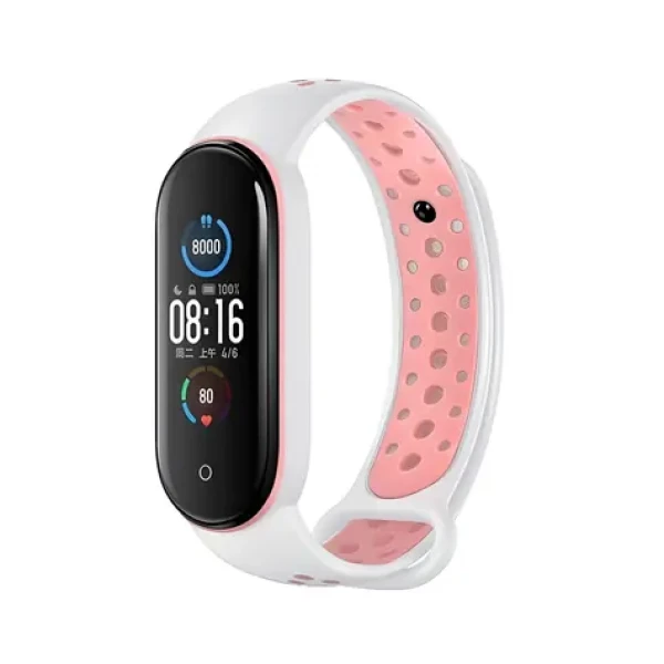 Beline Design remienok XIAOMI Mi Band 7/6/5 bielo-ružová / Remienok / Silikónový