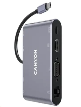 Canyon CNS-TDS14 replikátor portov / 1xUSB-C PD 100W / 1xHDMI (4K) / VGA / 3xUSB-A 3.0 / RJ45 / 3.5mm jack (CNS-TDS14)
