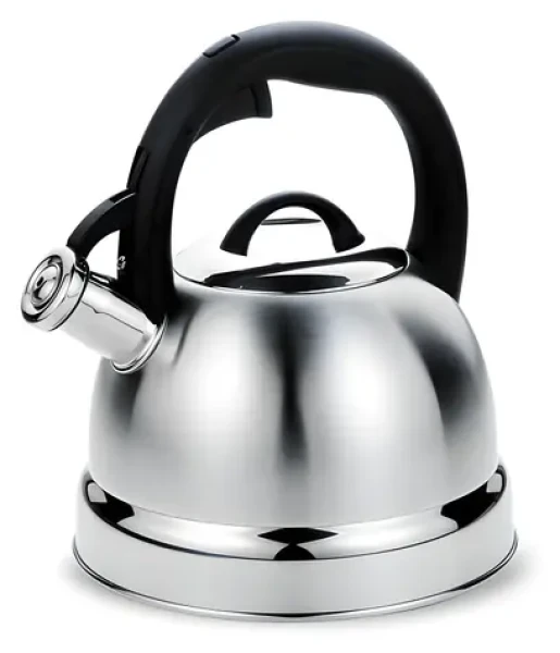 MR-1329 nerez, čierna rukoväť / Varná kanvica na platňu / 2,9 l / Píšťala / Nerezová oceľ (MR-1329)
