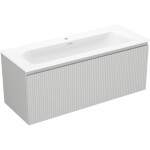 MEXEN/S - Rivel kúpeľňová skrinka 120 cm s umývadlom Vela, 1 šuplík, reliéf, šedá mat/biela mat 91A20-12047-1-BF62-W23M01