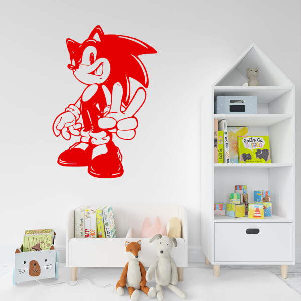 Veselá Stena Samolepka Postava Ježko Sonic Farba: červená, Veľkosť: 60 x 41 cm