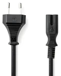 Nedis Napájací kábel Euro - IEC-320-C7 čierna / Napájací kábel / 2 m / Plochý / PVC (CEGL11040BK20)