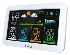 Airbi HOME / Vnútorná jednotka meteostanice / 433 MHz / max. 3 čidlá / USB-C
