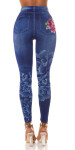 Sexy Jeanslook Leggings with floral print denimblue Einheitsgroesse