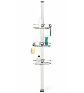 Simplehuman Rohová tyč s nastaviteľnými poličkami do sprchy / nerez / hliník / 152 -243cm (BT1109DC)