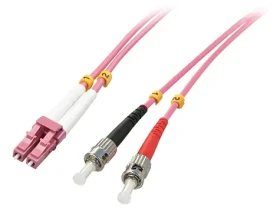 Lindy LC/ST OM4 růžová / Optický patch kabel / Multimode / 50/125 µm / Duplex / 2 m (46351)