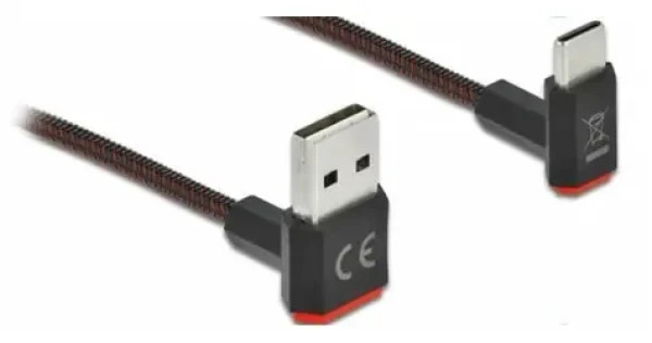 DeLock Easy-USB 2.0 čierna / Kábel / USB-A - USB-C / 2 m / Zalomené konektory (85278)