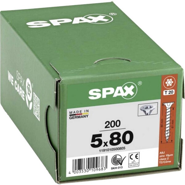 SPAX R 88091 Senkkopf/T-STAR 1191010500805 skrutka do dreva 5 mm 80 mm T-STAR plus ocel WIROX 200 ks; 1191010500805