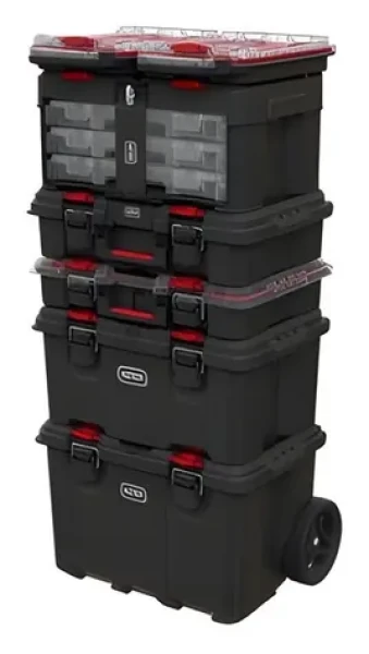 Keter Organizér Stack'N'Roll transparentný, čierna, červená / 10 priehradok / 51,5 x 11,5 x 34,5 cm (251491)