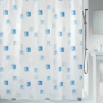 Spirella MILANO sprchový záves motív štvorcov 120 x 200 cm bielo-modrý/polyester (7610583011855)