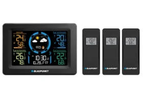 Blaupunkt WS40BK čierna / Meteostanica / 3x bezdrôtové teplotné čidlá / meranie vlhkosti / kalendár (5901750506086)