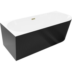 MEXEN/S - Silo voľne stojaca rohová vaňa ľavá reliéf 170 x 80, biela/čierna, sifón a prepad zlatá 52891708075L-50