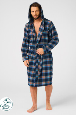 Pánsky župan MGD 431 Tmavo modrý s hnedou - Key XL/XXL tm.modrá s hnědou