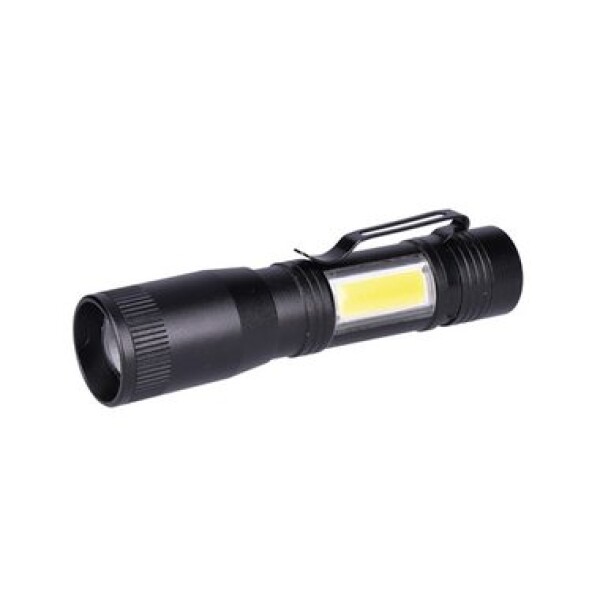 Solight WL115 LED kovová svietidlo 3W + COB čierna / 150 + 60lm / AA (8592718024314)