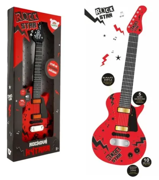 TEDDIES Gitara ROCK STAR červená