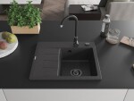MEXEN/S MEXEN/S - Ben granitový drez 1 s odkvapkávačom pravý 600 x 500 mm, čierna kropenatá, sifón čierna 6523605000-76-B