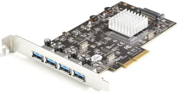 StarTech PCIe karta 4X USB-A čierna / Radič USB / PCIe / USB 3.2 Gen 2 10 Gbps / čipset ASMedia ASM3142 (PEXUSB314A2V2)