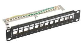 Lanberg Patch panel pre Keystone čierny / Patch panel / 12 portov / FTP / 1U / 10" / neosadený (PPKS-9212-B)
