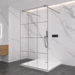 CERANO - Sprchová zástena Walk-in Onyx Duo Ľ/P - 8 mm - hranatá vzpera - čierna matná, industriálne sklo - 150x200 CER-8050BD2086