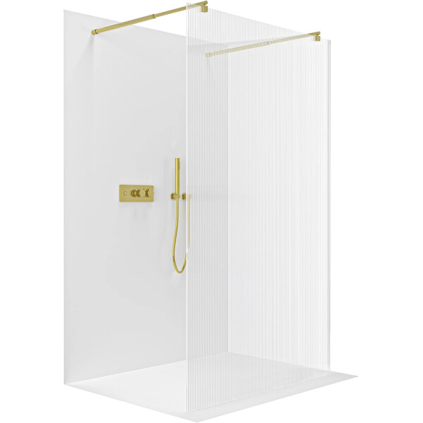 CERANO - Sprchová zástena Walk-in Onyx Duo Ľ/P - 8 mm - okrúhla vzpera - zlatá, ryhované sklo - 120x200 CER-8050BD2267