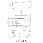 CERANO - Vaňa akrylátová Nerea - voľne stojaca - biela lesklá - 150x80x72 CER-682738