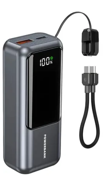 Gembird PB10-PD20-LCD-02 spacegrey / Powerbanka / 10 000 mAh / PD 20 W / LCD displej / USB-C + USB-A (PB10-PD20-LCD-02)