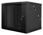 Lanberg WF02 čierna / Nástenný rozvádzač / 19" / 9U / 600×600 mm / presklené dvere (WF02-6609-10B)