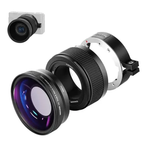 Neewer Širokouhlý a makro objektív čierny / pre Sony ZV1 / 2v1 / 18 mm / makro 10x / CNC hliník (B0BJTW6FNX)