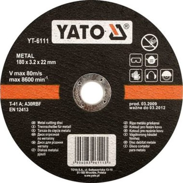 YATO YT-5923 / Rezací kotúč na kov / Priemer 125 x 22 mm / Šírka rezu 1.2 mm (YT-5923)