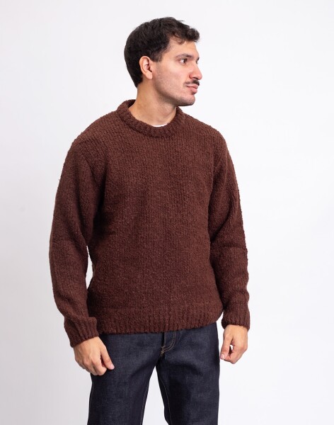 Edwin Dun Textured Sweater Rum Raisin garment washed S