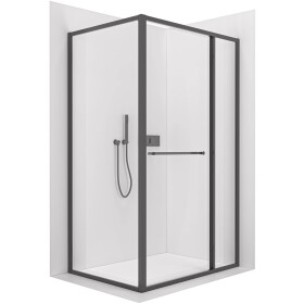 CERANO - Sprchovací kút Versaro L/P - 6 mm - čierna matná, transparentné sklo - 140x90 - zasúvacia CER-8050BD80301