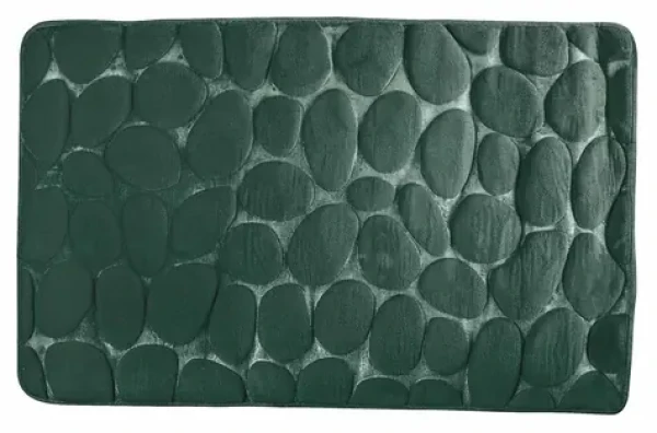 MSV Pebbles tmavo zelená / Kúpeľňová predložka / PU pena / protišmyková / 50 x 80 cm