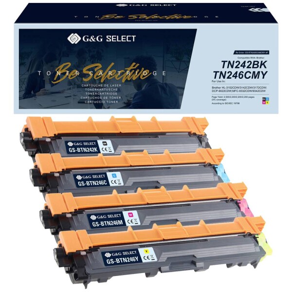 G&G TN-242BK/TN-246C/TN-246M/TN-246Y toner kombinované balenie náhradný Brother TN-242BK/TN-246CMY čierna, zelenomodrá, purpurová, žltá kompatibilná toner; GS-B242-4P