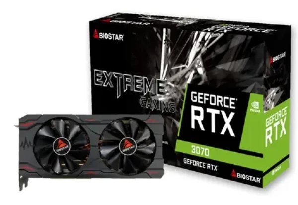Biostar GeForce RTX 3070 8GB / Grafická karta / 1550 MHz / 8GB GDDR6 / 256-bit / 1x HDMI + 3x DP (VN3706RM82)
