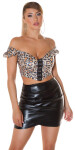 Sexy Koucla faux leather Crop Top Animal Print