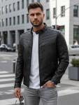 Pánska kožená bunda TX4243 čierna - FashionStreet L