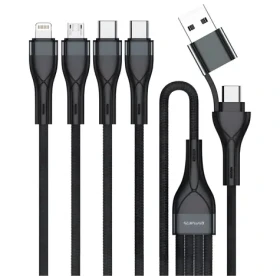 4smarts Nabíjací kábel 4v1 čierna / USB kábel / USB-A + USB-C - Lightning + microUSB + USB-C / 1,2 m (541023)