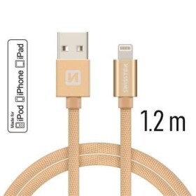 SWISSTEN TEXTILE dátový kábel USB - Lightning MFi 1.2m zlatá (71524204)