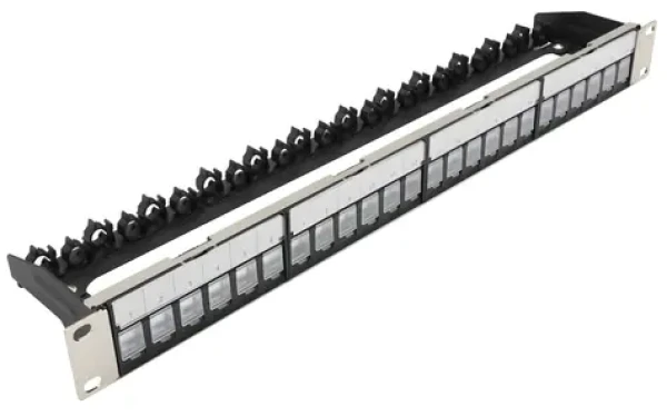 Xtendlan 19" čierna / Patch panel / 24 portov / tienený / 4X vyberateľný modul / 1U (PP19-24N-N)