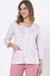Pyžamo Leveza 1636 Dobrusia 3/4 M-2XL otvorené bílo-růžový prášek XXL