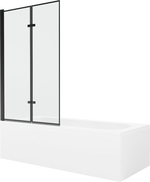 MEXEN/S - Vega obdĺžniková vaňa 150 x 70 cm s panelom + vaňová zástena 100, čierna vzor 550115070X9210027070