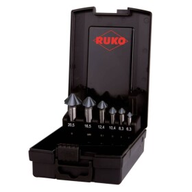 RUKO ULTIMATECUT 4S 102890PRO sada kužeľových záhlbníkov 6-dielna 6.30 mm, 8.30 mm, 10.40 mm, 12.40 mm, 16.50 mm, 20.50 mm HSS valcová stopka 1 sada; 102890PRO