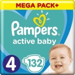 Pampers Active Baby Mega Pack Maxi (132 ks) / Plienky / Veľkosť 4 (9-14 kg) (8001090951618)