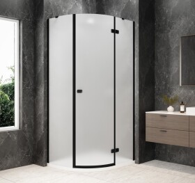 POLYSAN - GLOBE BLACK štvrťkruhová sprchová zástena 1000x800, matné sklo, pravé GB2180MRB