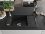 MEXEN MEXEN - Elias granitový drez 1 misa drez s vypúšťaním krátky odkvapkávač 795x480 mm, čierna 6511791005-77
