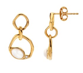 Hot Diamonds Módne pozlátené náušnice s perleťou a diamantom Gemstones DE814