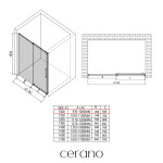 CERANO - Sprchové posuvné dvere Lantono L/P - 8 mm - Soft-Close - čierna matná, grafitové sklo - 100x195 CER-8050BD7235