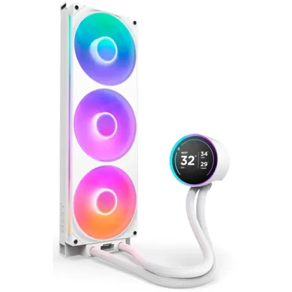 NZXT Kraken Elite 420 RGB biela / 3x 140mm / Fluid Dynamic Bearing / 34.5 dB @ 2000 RPM / 98.61 CFM / AMD + Intel (RL-KR42E-W2)