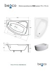 BESCO - Asymetrická vaňa RIMA - Nožičky k vani - Bez nožičiek, Rozmer vane - 170 × 110 cm, Spôsob prevedenia - Pravé VANRIM170P
